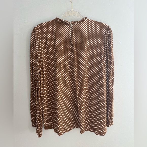 LOFT Polka Dot Ruffle Neck Long Sleeve Blouse - Picture 3 of 4